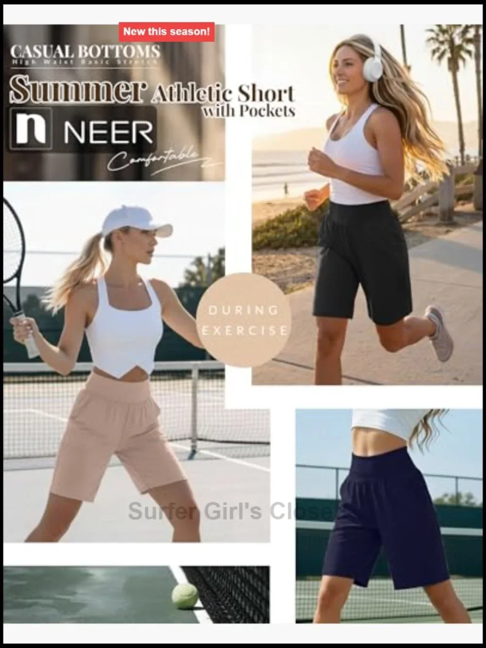 3 Pack High Waist Bermuda Shorts with Pockets Cotton Spandex Stretch Casual
